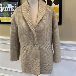 Sezane Wool Beige Herringbone Jacket